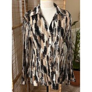 Y2K Apt 9 Blouse Women’s pleated Bell Sleeve Button Front brown top 1X